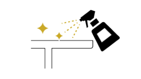 Disinfecting of tables, menus, etc.